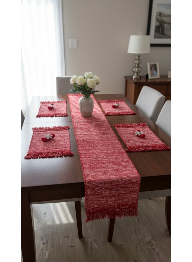 Mainstays طقم مفارش طاولة أنيق من 13 قطعة باللون الأحمر 33 × 48 سم، 100% قطن - Image 1